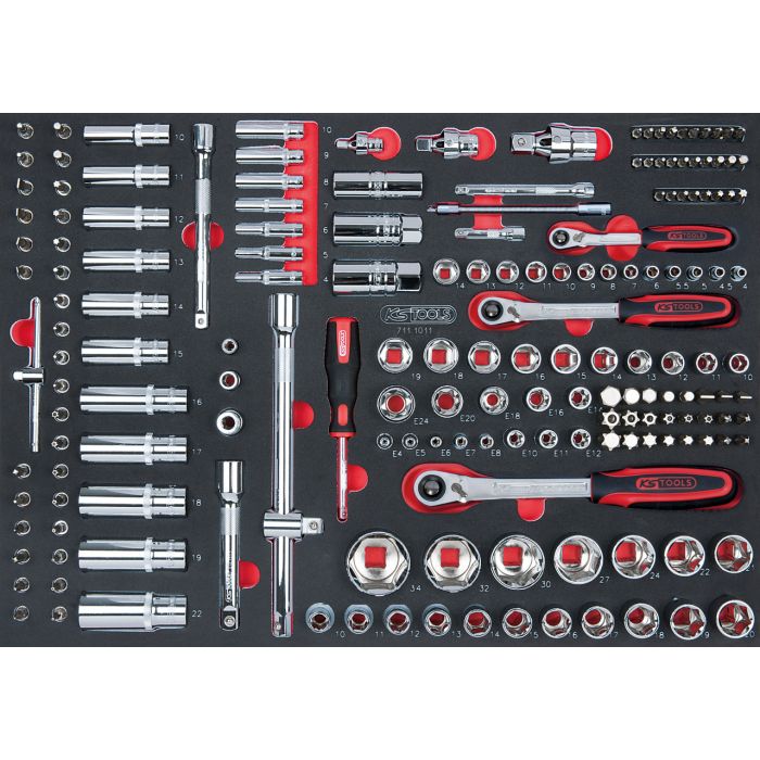 MODULE DE DOUILLES ET ACCESSOIRES 1/4'' - 3/8'' - 1/2'', 175 PIÈCES
