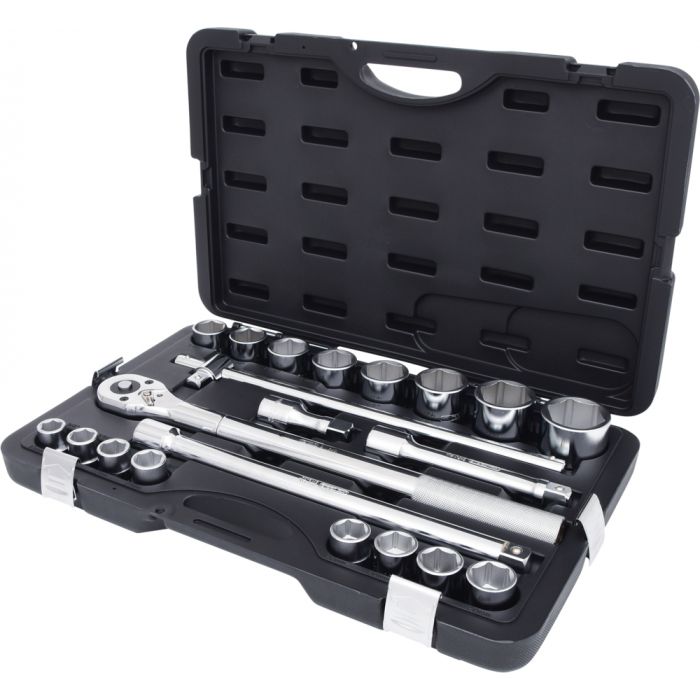 COFFRET DE DOUILLES 6 PANS MÉTRIQUES ET ACCESSOIRES 3/4'', 21 PIÈCES