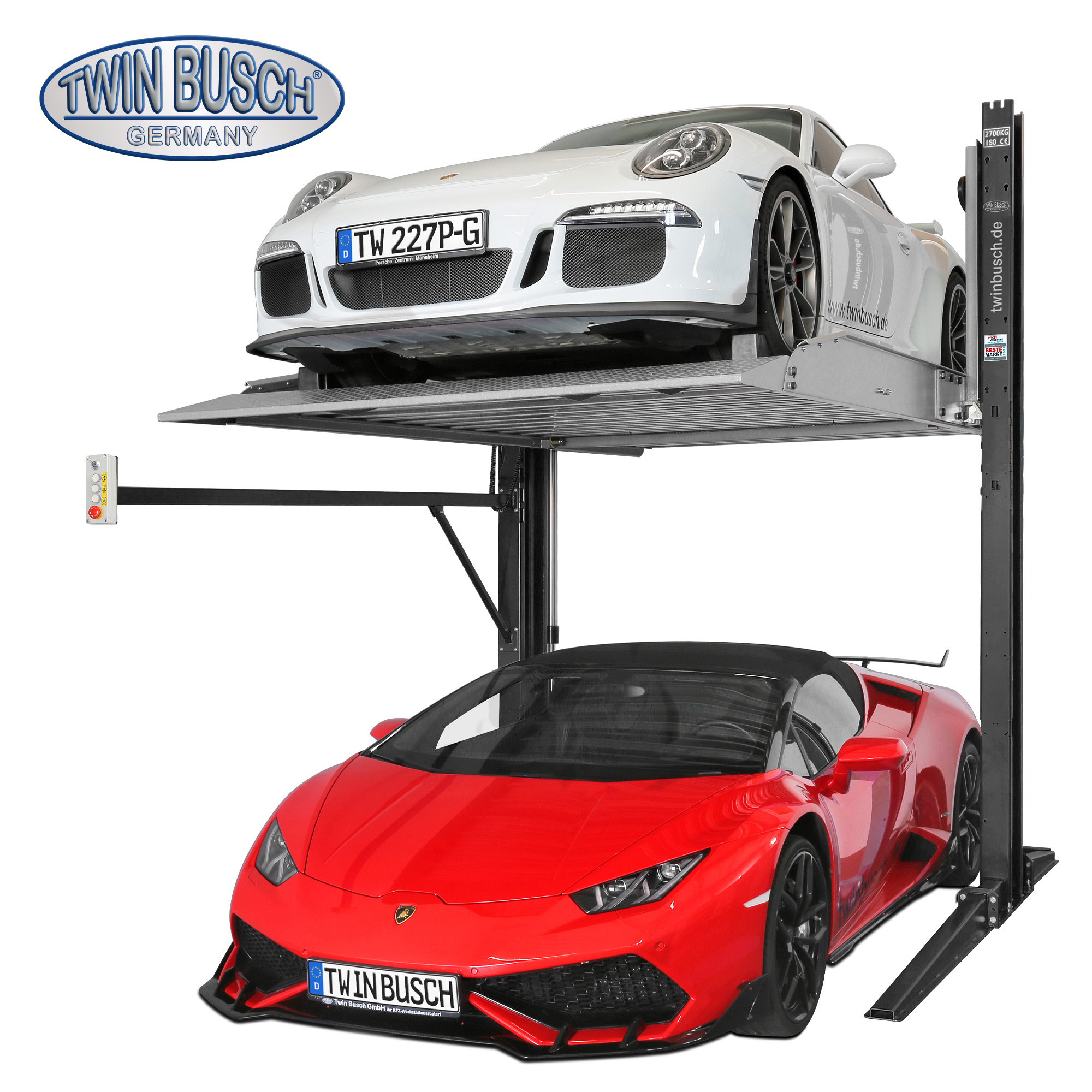 TW227P-230-G: Pont 2 colonne Parking 2,7 T - electromagnétique - GREY-Line