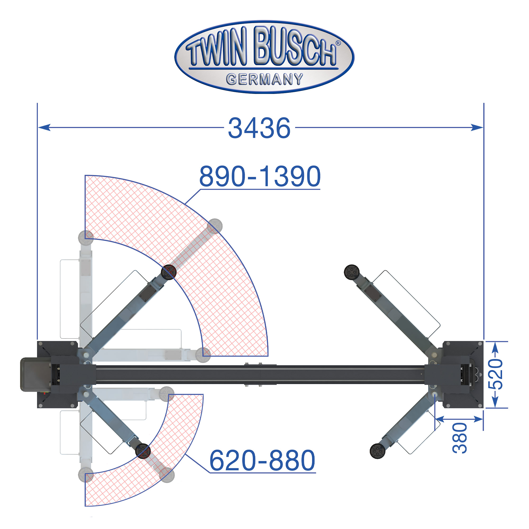 TW236PEB3.9-400-G: Pont 2 colonnes Profi-Line sans embase 3.6 t - GREY-Line – Image 13