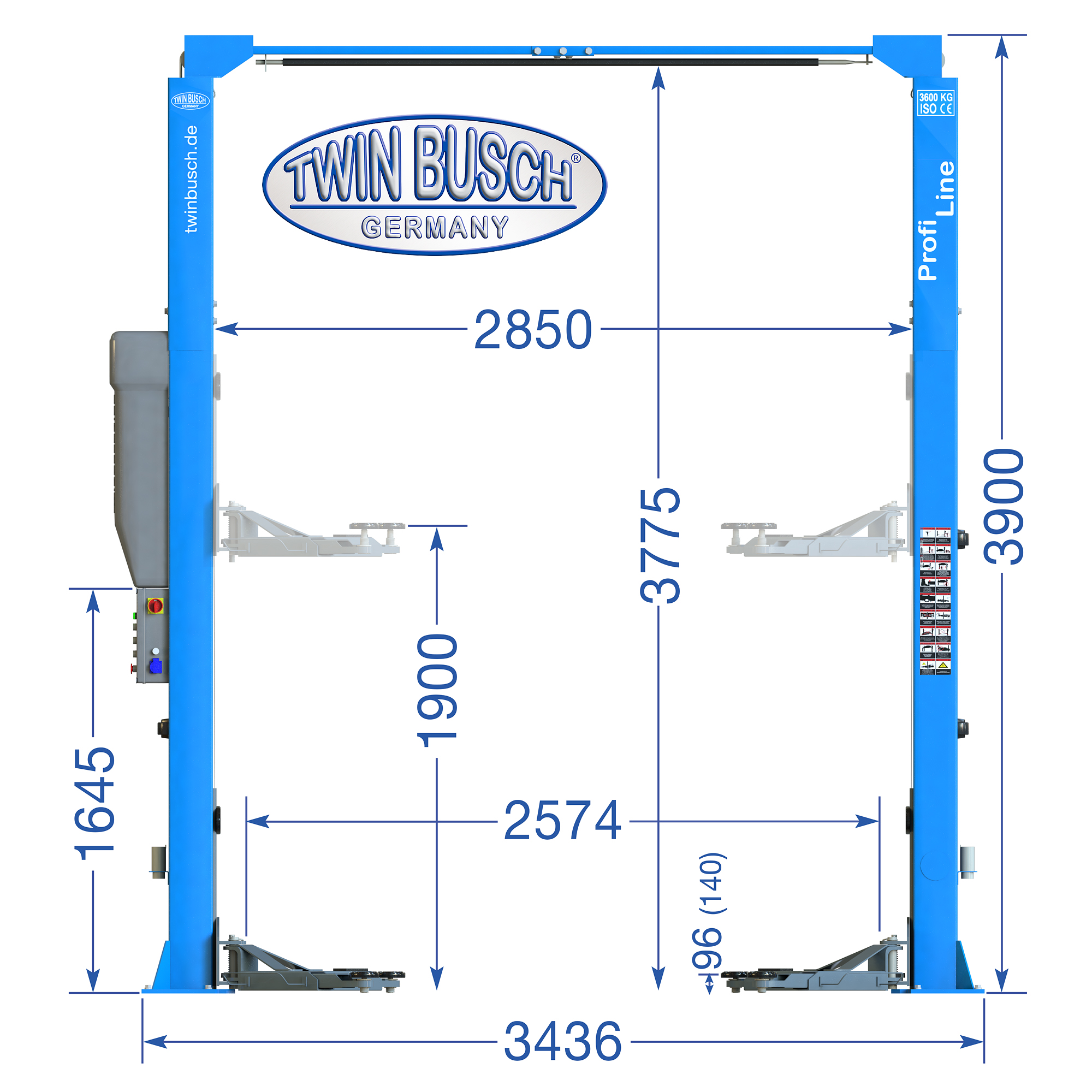 TW236PEB3.9-400: Pont 2 colonnes Profi-Line sans embase 3.6 t – Image 12