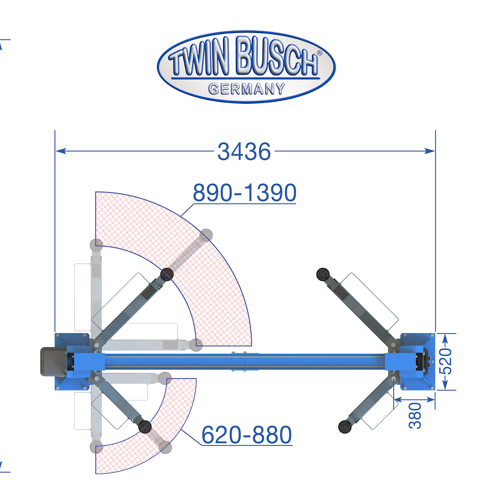 TW236PEB3.9-400: Pont 2 colonnes Profi-Line sans embase 3.6 t – Image 13