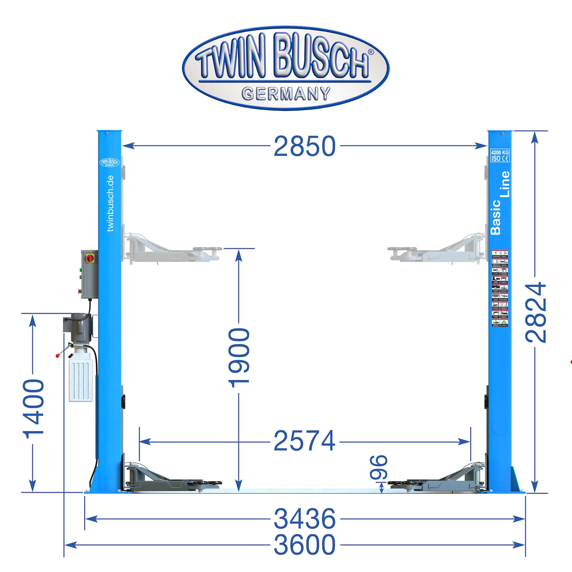 TW242M-230: Pont 2 colonnes BASIC LINE 4.2 T - Semi automatique – Image 11