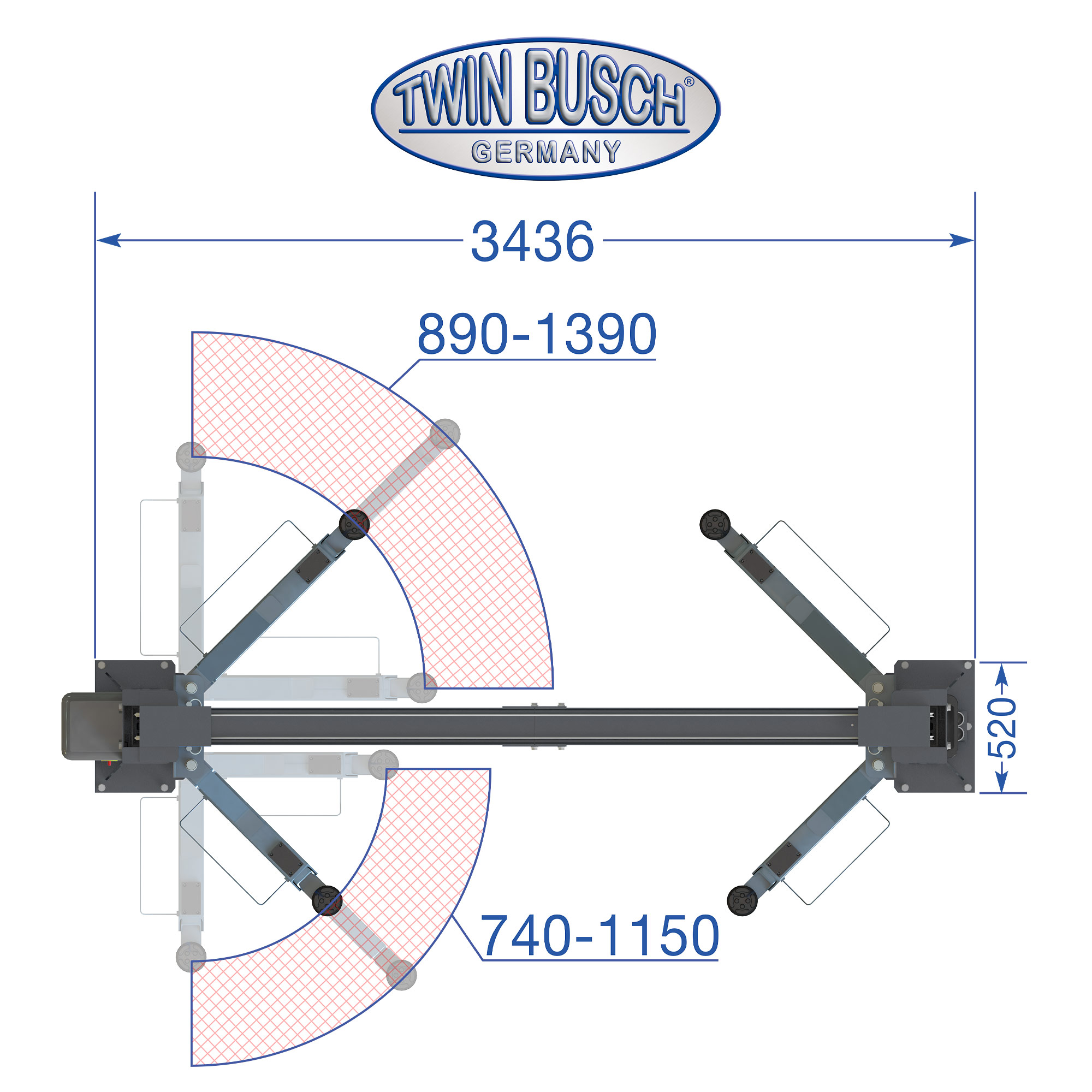 TW242PEB4.3-400-G: Pont 2 colonnes Profi-Line | sans embase - GREY-Line – Image 14
