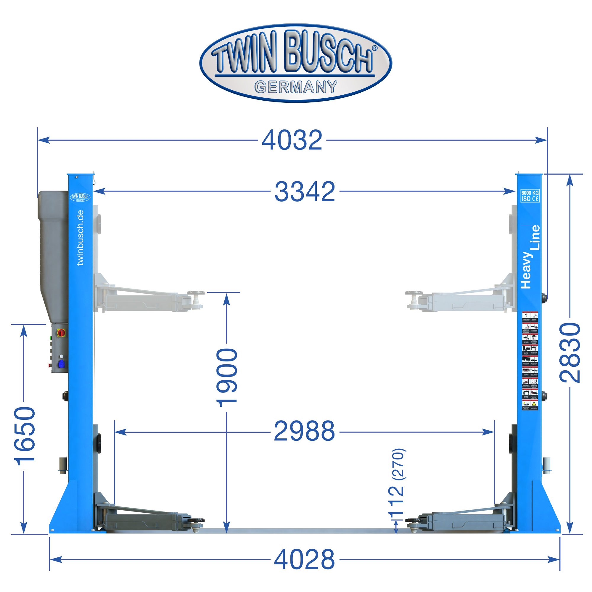 TW260-400: Pont 2 colonnes HEAVY LINE 6.0 T – Image 12