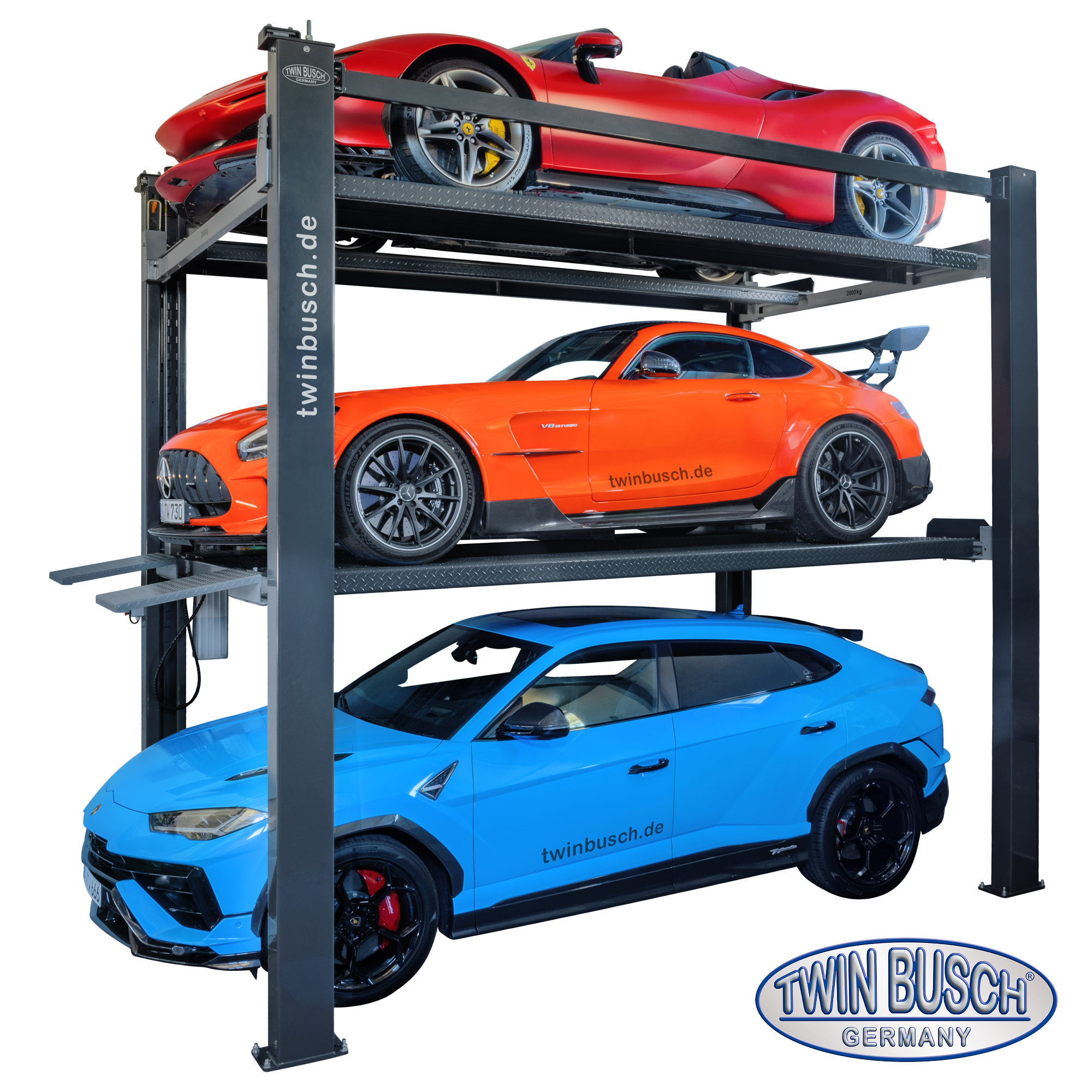 TW445P-H3-400-G: Pont parking triplex (3 voitures) - GREY-Line