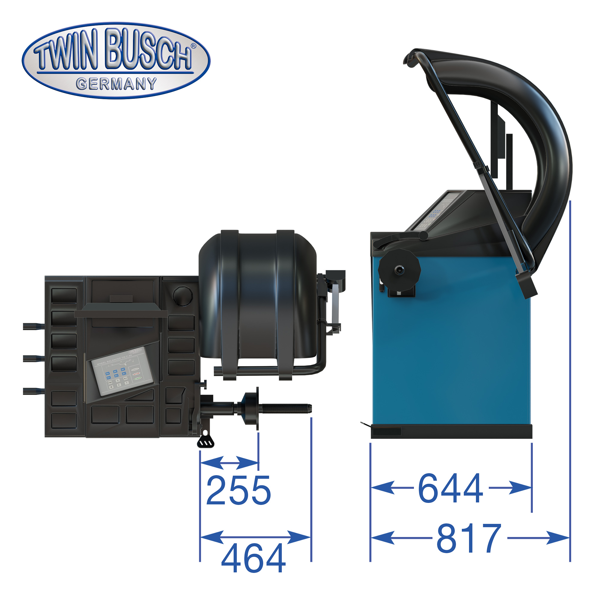 Équilibreuse de roues Twin Busch TWF-95 – Professionnelle automatique – Écran LCD – Image 11