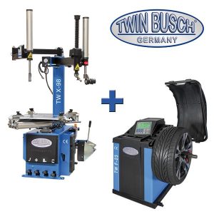 Pack Atelier Twin Busch TWX-98 + TWF-23 – Démonte-pneus Runflat + Équilibreuse automatique